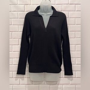 GRACE KARIN women v-neck black knit blouse/size M